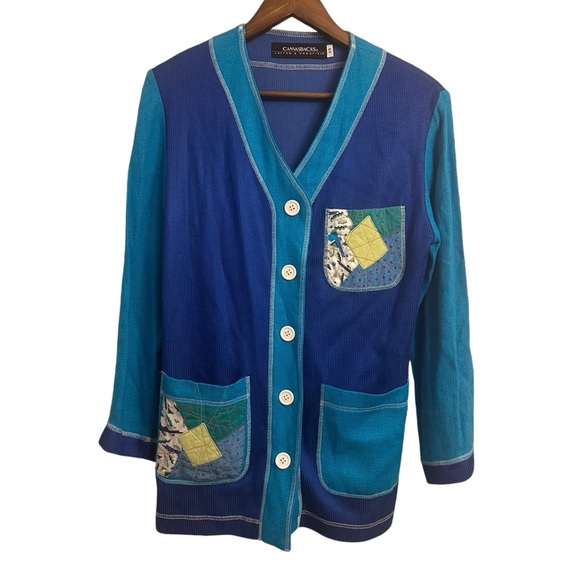 Vintage Canvasbacks Lutton & Horsfield Cardigan Button Up Patchwork Women’s XS - Picture 1 of 12